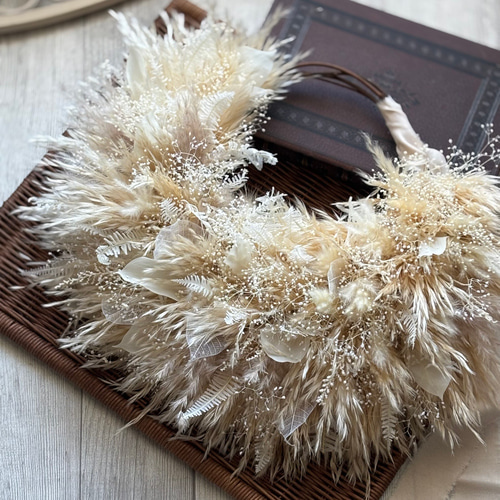 パンパスグラスのふわふわリース 〜ドライフラワー〜 ギフト/秋リース