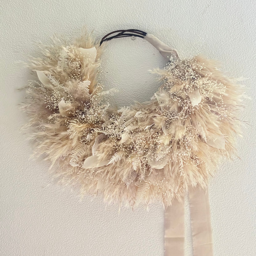 パンパスグラスのふわふわリース 〜ドライフラワー〜 ギフト/秋リース