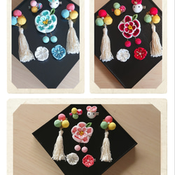 つまみ細工   ♡ハート耳うさぎとまんまる和玉♡    ♪被布飾り&ふっくらお花の髪飾り♪　七五三・初節句　3歳 19枚目の画像