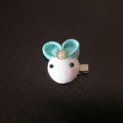 つまみ細工   ♡ハート耳うさぎとまんまる和玉♡    ♪被布飾り&ふっくらお花の髪飾り♪　七五三・初節句　3歳 11枚目の画像