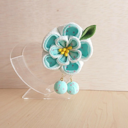 つまみ細工   ♡ハート耳うさぎとまんまる和玉♡    ♪被布飾り&ふっくらお花の髪飾り♪　七五三・初節句　3歳 7枚目の画像