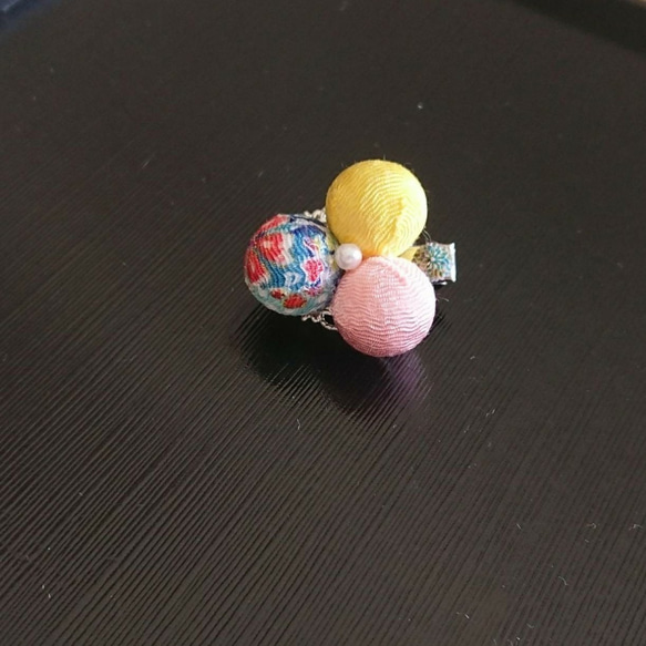 つまみ細工   ♡ハート耳うさぎとまんまる和玉♡    ♪被布飾り&ふっくらお花の髪飾り♪　七五三・初節句　3歳 12枚目の画像