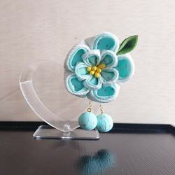 つまみ細工   ♡ハート耳うさぎとまんまる和玉♡    ♪被布飾り&ふっくらお花の髪飾り♪　七五三・初節句　3歳 8枚目の画像