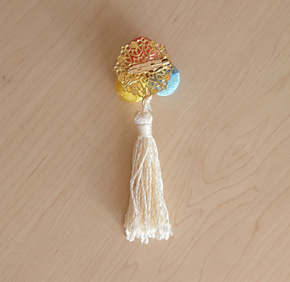 つまみ細工   ♡ハート耳うさぎとまんまる和玉♡    ♪被布飾り&ふっくらお花の髪飾り♪　七五三・初節句　3歳 15枚目の画像