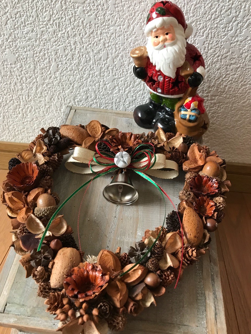 《X'mas》北欧の森のナチュラルハートリース（1点限定）【このような事が❓削除されて余白が出来ています】