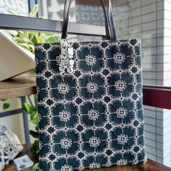 ミナペルホネン/anemoneアネモネグリーン /手提げトート トースト