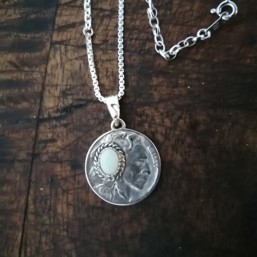 インディアンジュエリー？　ビンテージ？　オパール？ネックレス　ペンダントトップ オパールペンダント音符インディアンコインリメイク ペンダントトップ