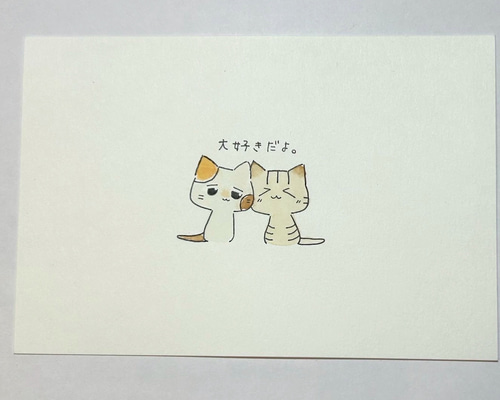 水彩画 原画 薔薇と猫 うまき