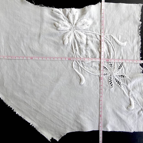 フランス アンティーク 花刺繍 創作品 素材 刺繍 ボビン はぎれ