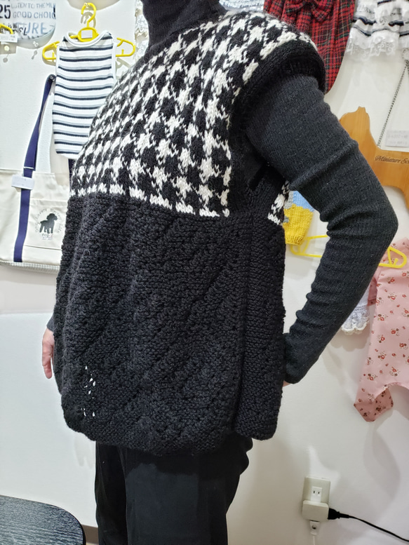 愛犬とお揃い♪千鳥格子とシェットランド編みのベスト エル・ウエーブオリジナル 3枚目の画像