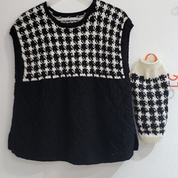 愛犬とお揃い♪千鳥格子とシェットランド編みのベスト エル・ウエーブオリジナル 1枚目の画像