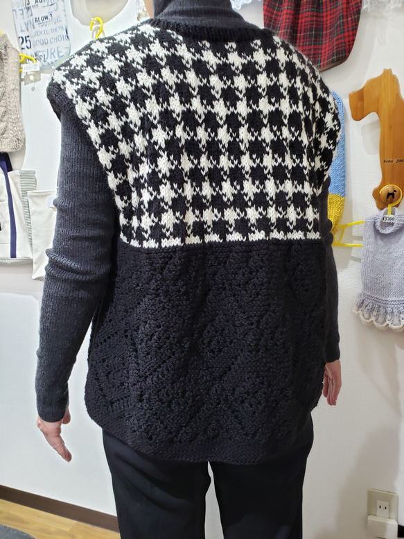 愛犬とお揃い♪千鳥格子とシェットランド編みのベスト エル・ウエーブオリジナル 4枚目の画像