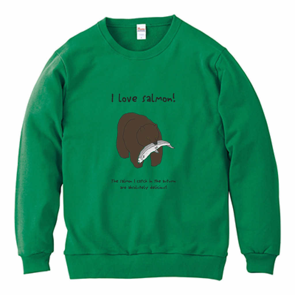 スウェット　クマと秋鮭