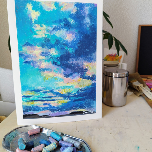 Oil pastel/オイルパステル/パステル画/原画/風景画/A4/一点物