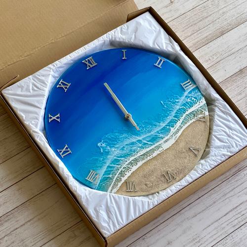 レジン海アート_時計 掛け時計 海を感じるインテリア時計 リアル レジン海アート_時計 掛け時計 海を感じるインテリア時計 リアル
