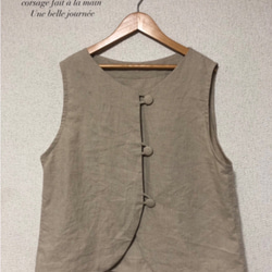 コットンリネンベスト レディース｜ナチュラルカラー 重ね着 羽織り 麻