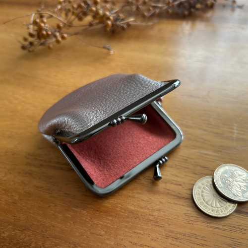 アクセサリーを入れても♪ミニサイズのがま口財布（シルバー） 小銭