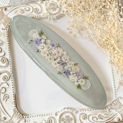 再販！バレッタ10cm Flowerシリーズ ドライフラワー レジン バレッタ 