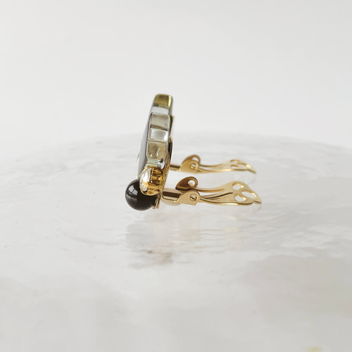 ブラックガラスタイル ビジューピアス/イヤリング イヤリング