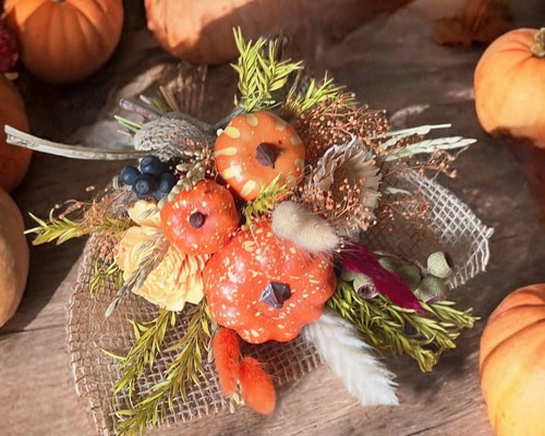 専用＊Halloween＊パンプキン＆チョコ色ミニバラ　フェイクスワッグ Sonny Angel mini figure Pumpkin Patch Series パンプキン