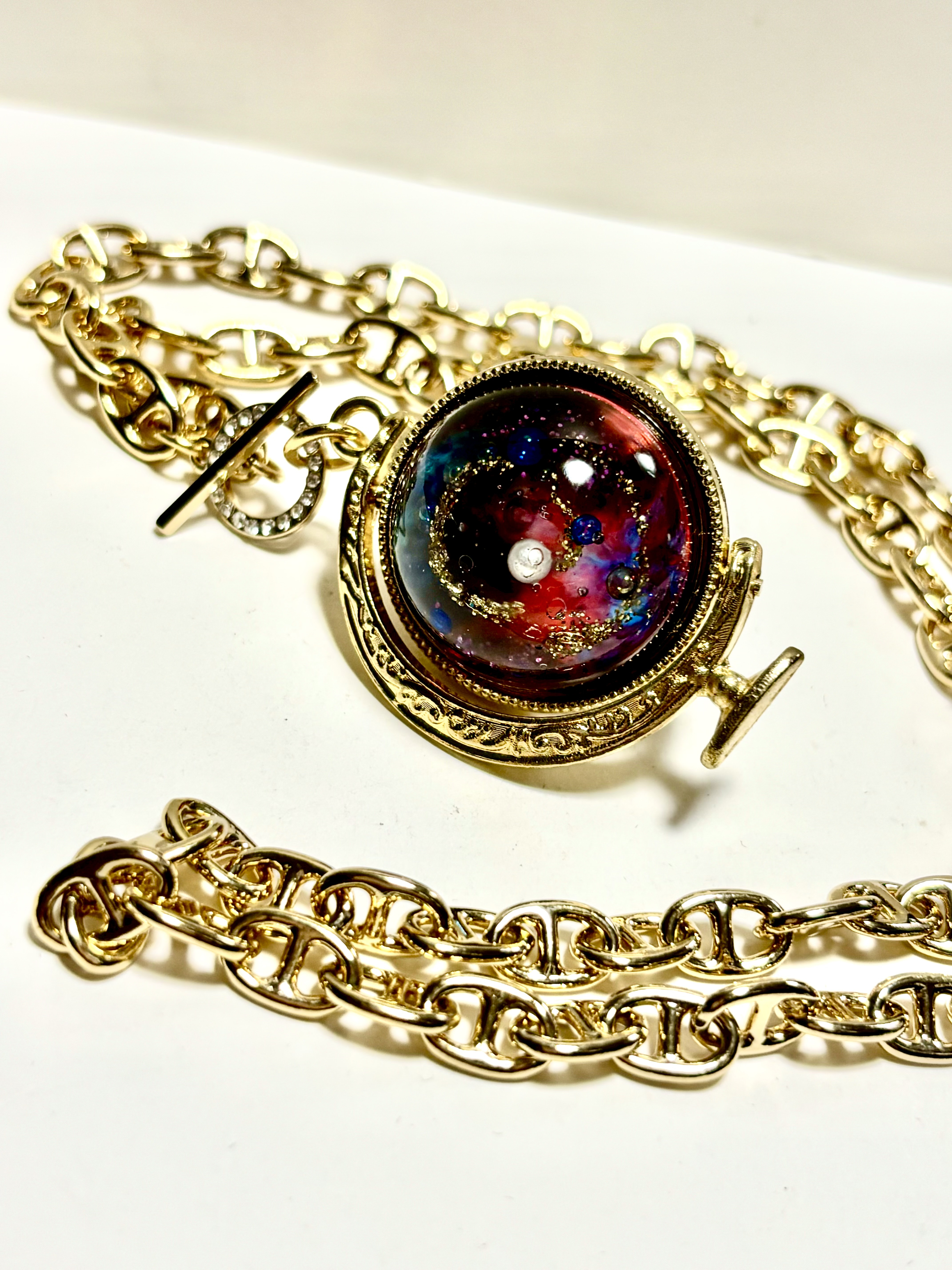 宇宙の幻想的銀河の天球儀ペンダント II