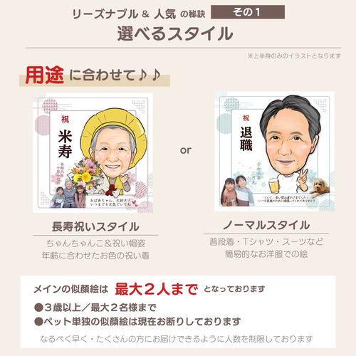 9名様 ハンドメイド・手芸 2名さま A4サイズ【似顔絵オーダー】9