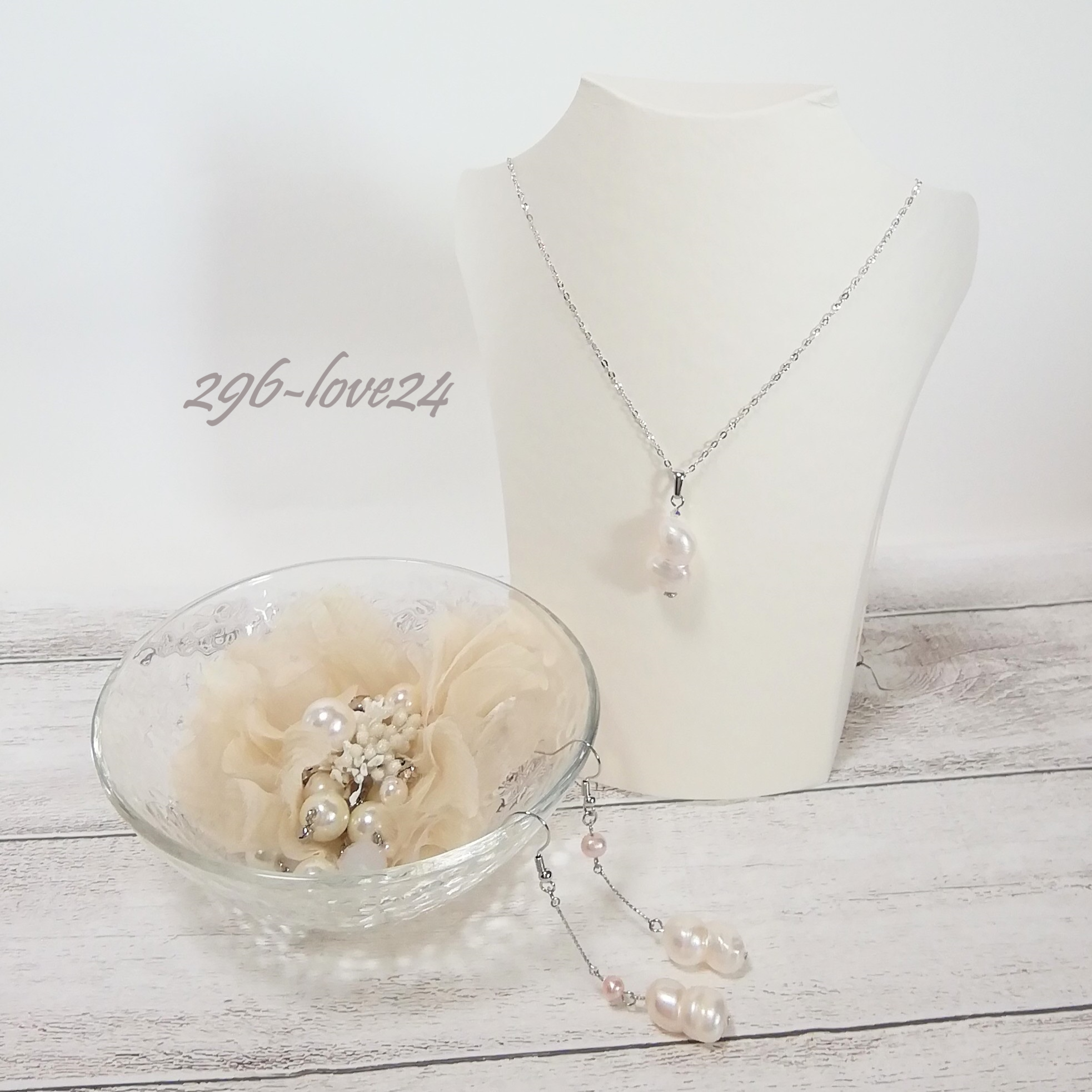 福袋2026 ツイン淡水パール ネックレス＆ピアスセット ネックレス