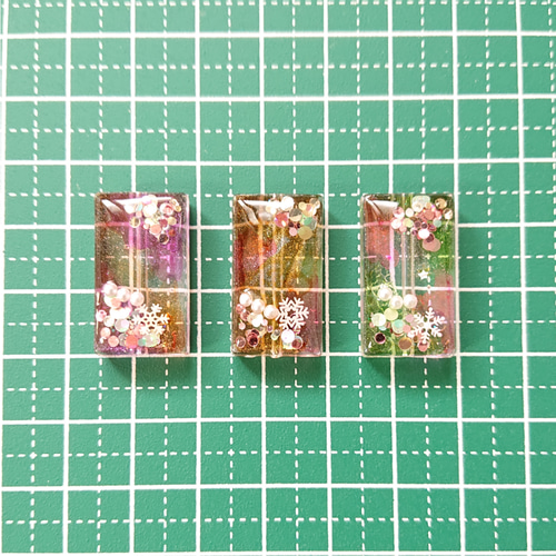 インクアートビーズ☆6個 u24 暖色系/インク/ビーズ/雪の結晶 ビーズ 