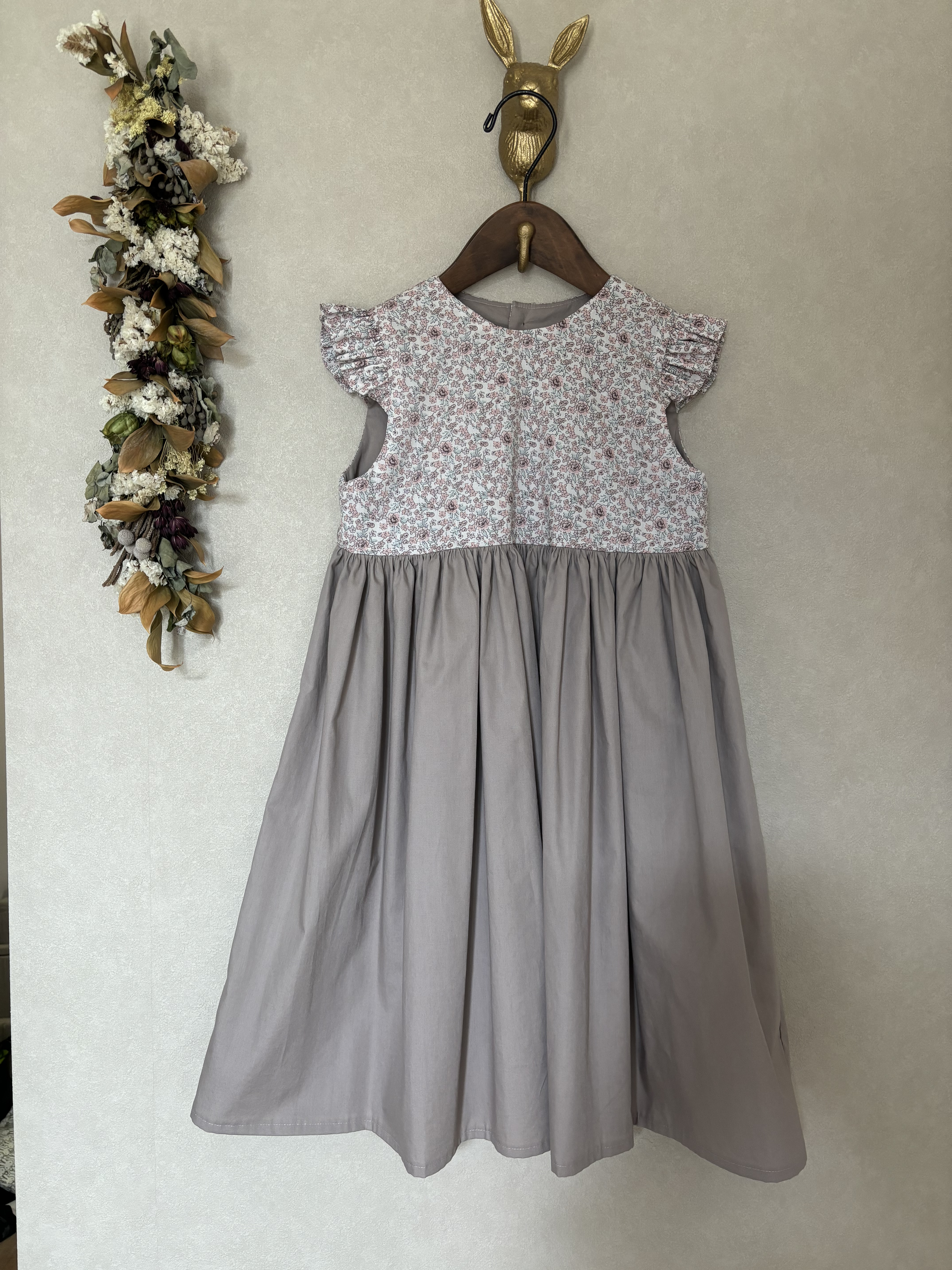 〔120cm〕完成品販売リバティショルダーフリルワンピース