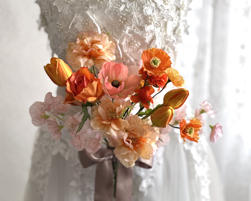 チューリップ ウェディングブーケ 造花 アーティフィシャルフラワー 秋