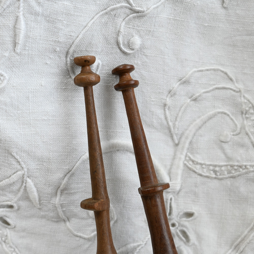 アンティーク 木製ボビン 糸巻き 2本セット B 木材・板 アンティーク