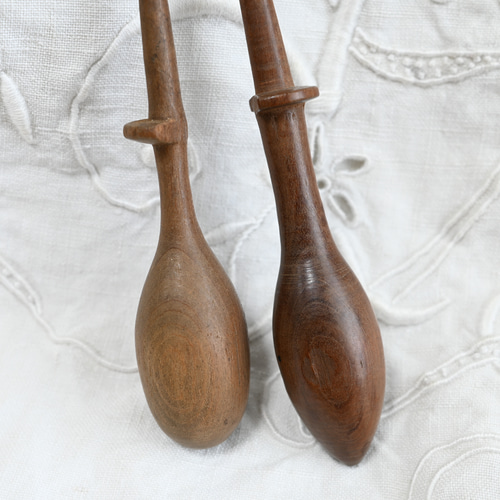 アンティーク 木製ボビン 糸巻き 2本セット B 木材・板 アンティーク