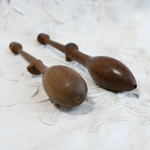 アンティーク 木製ボビン 糸巻き 2本セット B 木材・板 アンティーク