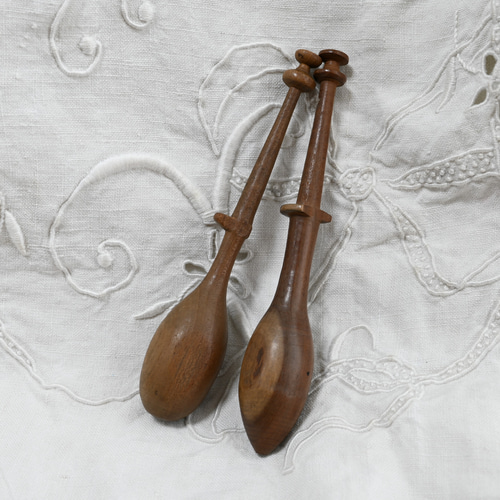 アンティーク 木製ボビン 糸巻き 2本セット B 木材・板 アンティーク