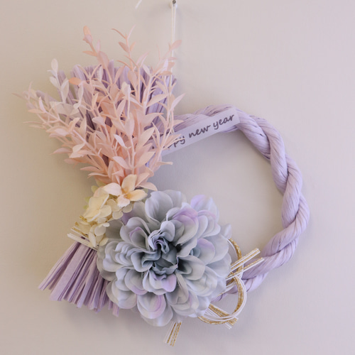 しめ縄飾り2026 かわいい パステルカラー アートフラワー atelier