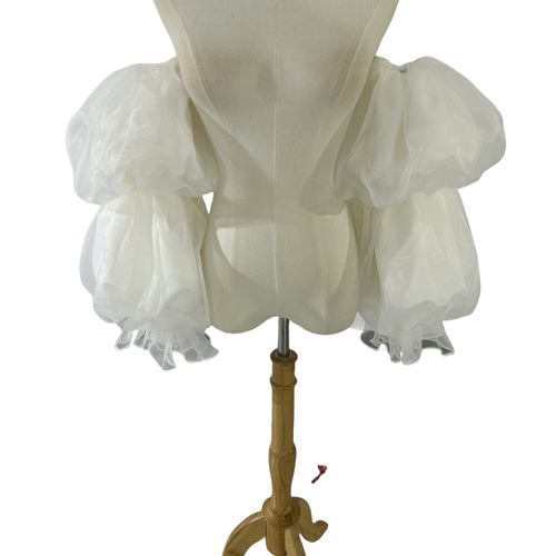 姫袖 オーガンジー クレープ生地 可愛い オフホワイト 色直し  