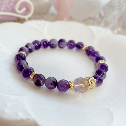 アメトリン＆ケープアメジスト 天然石ブレスレット デザブレ