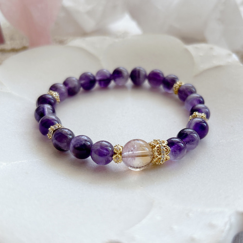 アメトリン＆ケープアメジスト 天然石ブレスレット デザブレ