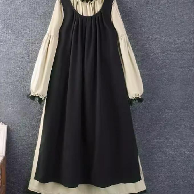 春服の新しい 甘い 2枚の綿麻 純色のベスト ワンピース 5,950円
