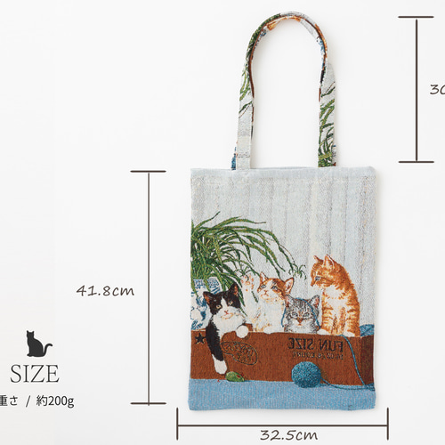 Purr Purr パーパー ネコ柄 ジャガード織 トートバッグ マルシェ