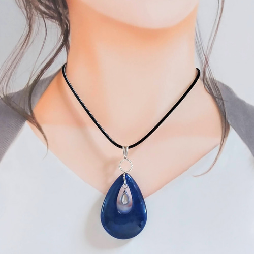 雫型(星空)レジンネックレス※パール付きタイプ ネックレス