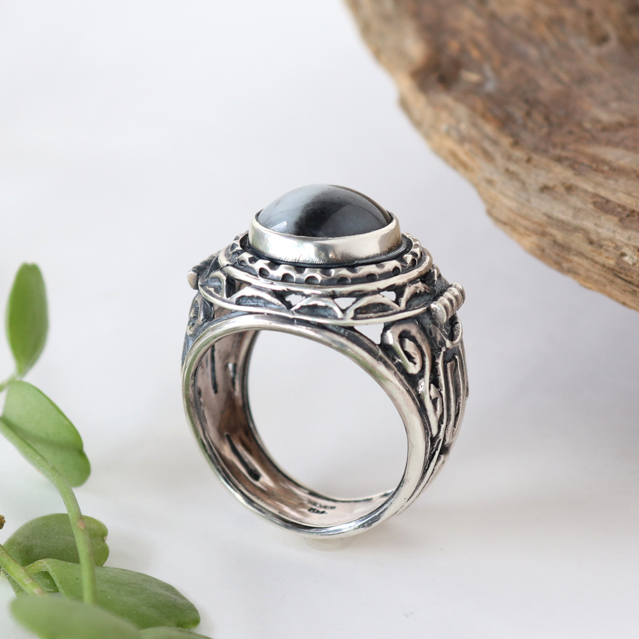 ★G2801★13号　シルバー銀リング　(A49)古代　耳飾　玉器　指輪　縄文