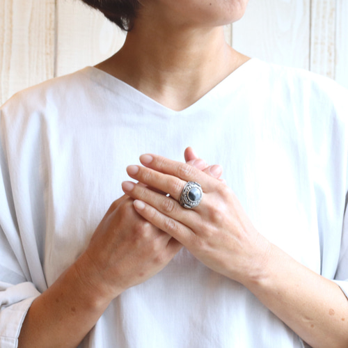 糸魚川ヒスイ シルバー925 縄文土器リング 23号(サイズ直し有料) 国産