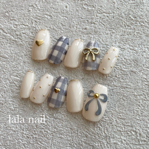 ネイルチップ リボンネイル チェックネイル ネイルチップ（つけ爪
