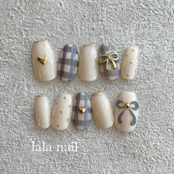 ネイルチップ リボンネイル チェックネイル ネイルチップ（つけ