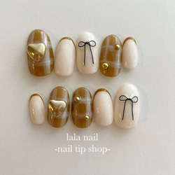 ネイルチップ リボンネイル チェックネイル ネイルチップ（つけ爪