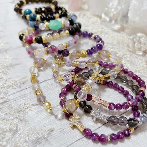 アパタイト＆スモーキークォーツ（5A） 天然石ブレスレット デザブレ