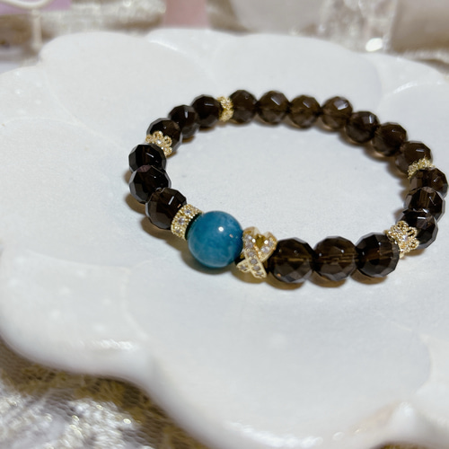 アパタイト＆スモーキークォーツ（5A） 天然石ブレスレット デザブレ