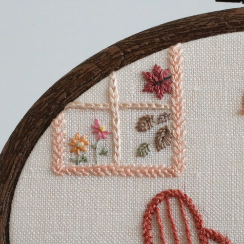 読書の秋とシャム猫 手刺繍ファブリックパネル タペストリー・壁掛け  