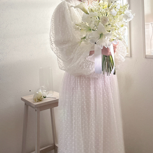 ホワイトリリーのウェディングブーケNO.3 白 アーティフィシャル